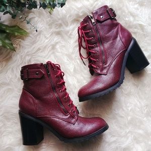 Lace Up Heeled Combat Boot
